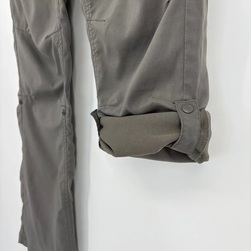 Prana Womens‎ Size 4 Gray Convertible Hiking Pants Roll Up Snap Outdoor Travel